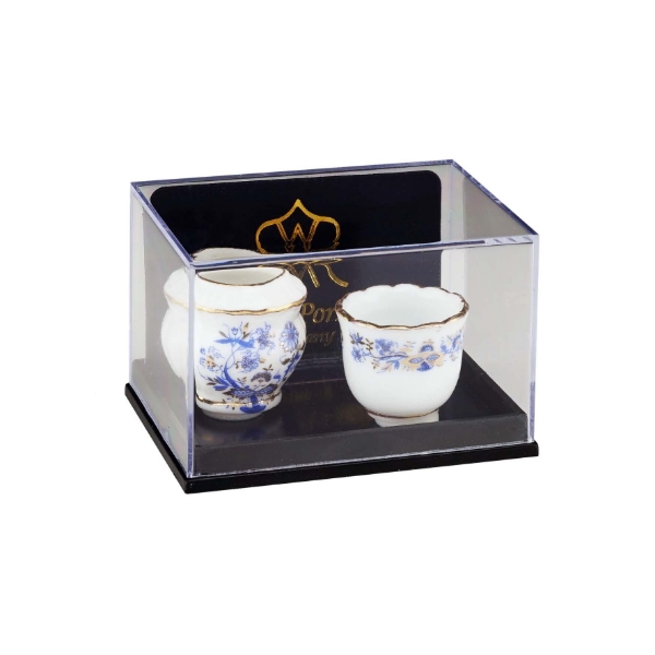 Picture of 2 Flower Planters - Blue Onion Gold Design